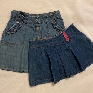 2 Girls Denim Mini Skirts